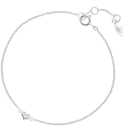 LEAF - ARMKETTE HERZ MIT PERLE - silber