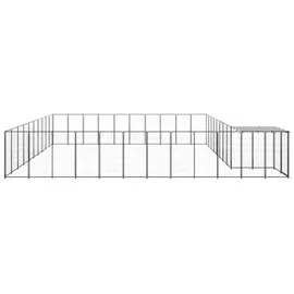 vidaXL Hundezwinger Schwarz 31,46 m2 Stahl - Überdachung (3082241)