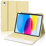 IVEOPPE Tastatur für iPad 10. Generation, Hülle mit Tastatur für iPad 10 10.9" 2022, Bluetooth Magnetisch Farbige Beleuchtung QWERTZ Touchpad Hülle Tastatur für iPad 10 Generation 10,9 Zoll, Gelb