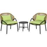 Outsunny Gartenbistro-Set mit Beistelltisch und Sitzkissen grün 65L x 60B x 77H cm