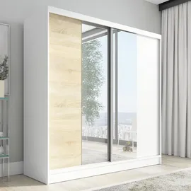 A&J MöbelLand Schwebetürenschrank SOLO 200 x 215 x 59,5 cm Weiß