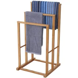 Mendler Handtuchhalter HWC-B18, Badezimmer Handtuchständer freistehend, Bambus 82x42x42cm