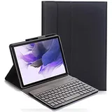 YHFZR Tastatur Hülle for Samsung Galaxy Tab S7 FE - (QWERTY Layout), Ultradünn Flip Entfernbar Drahtloser Keyboardständer Ledertasche für Samsung Galaxy Tab S7 FE T730/T736B 12.4" Tablet, Schwarz