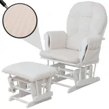 MCW Relaxsessel MCW-C76 Cord 320 g/m2 80 x 100 x 80 cm Creme mit Hocker