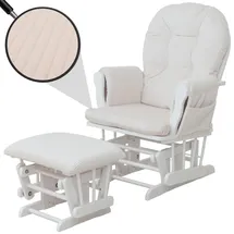 MCW Relaxsessel MCW-C76 Cord 320 g/m2 80 x 100 x 80 cm Creme mit Hocker