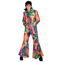 thetru Partyanzug Greller Batikanzug Hippie, 70er Jahre Disco-Anzug in Batik-Optik rot SMETAMORPH