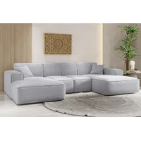 kaiser möbel Ecksofa, Eckcouch U form, Wohnzimmer Couch Large 342cm SIENA stoff Poso Grau - Grau