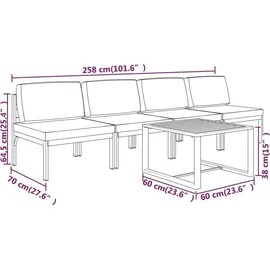 vidaXL Garten-Lounge-Set 5-tlg. anthrazit