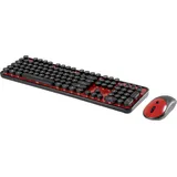 Renkforce RF-DS-Retro Funk Tastatur, Maus-Set Deutsch, QWERTZ Schwarz, Rot