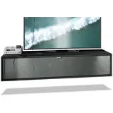 Vladon Lana Lowboard 140 x 29 x 37 cm Grau/Schwarz MDF/Spanplatte