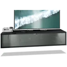Vladon Lana Lowboard 140 x 29 x 37 cm Grau/Schwarz MDF/Spanplatte