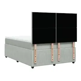 vidaXL Boxspringbett mit Matratze Hellgrau 160x200 cm Samt