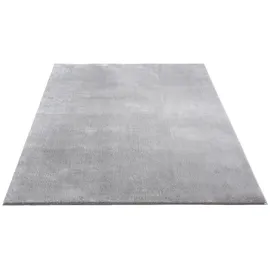 The CarPET Relax Moderner Flauschiger Kurzflor Teppich, Anti-Rutsch Unterseite, Waschbar bis 30 Grad, Super Soft, Felloptik, Grau, 80 x 300 cm