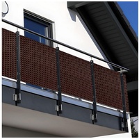 nyvi Polyrattan Balkon Sichtschutz Privafence - Balkonbespannung mit Metallösen - UV-fest, Wetterfest, 100% Blickdicht Farbe:Braun RD01;Größe:90x500 cm