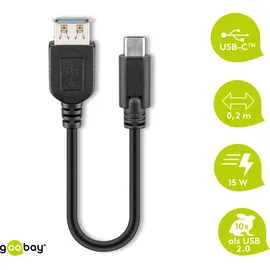 goobay USB-C auf USB-A Adapter 0,2 m Schwarz