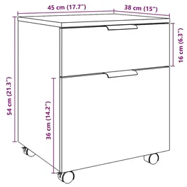 vidaXL Artisan Aktenschrank 45 x 38 x 54 cm braun