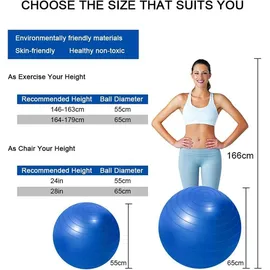 luxuskollektion Gymnastikball 65cm Anti-Burst mit Pumpe Blau Pilates