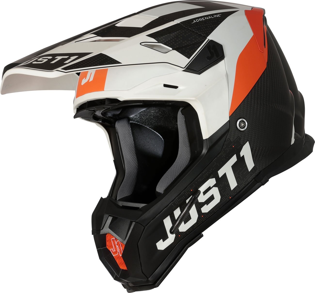 Just1 J22 Adrenaline, Motocrosshelm - Matt Schwarz/Weiß/Orange - XXL