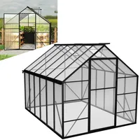 LZQ Gartengewächshaus Aluminium mit Fundament 310x250x205 cm Gewächshaus Pflanzenhaus mit Schiebetür und Dachfenster Treibhaus Gartenhaus Winterfest Aufzucht Tomatenhaus (8x10 ft)
