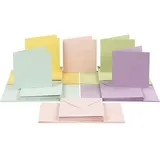 Creativ Company Karten & Kuverts, Kartengröße 15x15 cm, Umschlaggröße 16x16 cm, 110+220 g, Pastellfarben, 50er Set