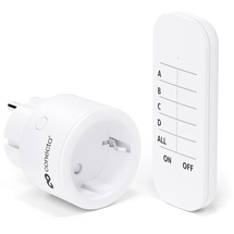 conecto conecto® Funk-Steckdosen-Set: 1x Funksteckdose und 1x Fernbedienung, Innenbereich, 2300 Watt, kompaktes Design, weiß