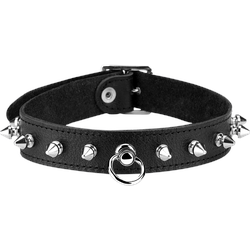 Leder-Halsband mit Killernieten, schwarz | silber