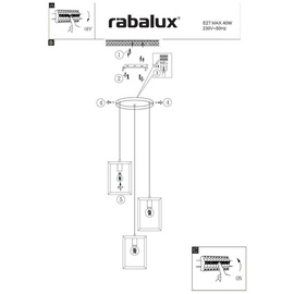 Rabalux 2293 Deckenleuchte Indigo 3x40W | E27 - schwarz, Holz