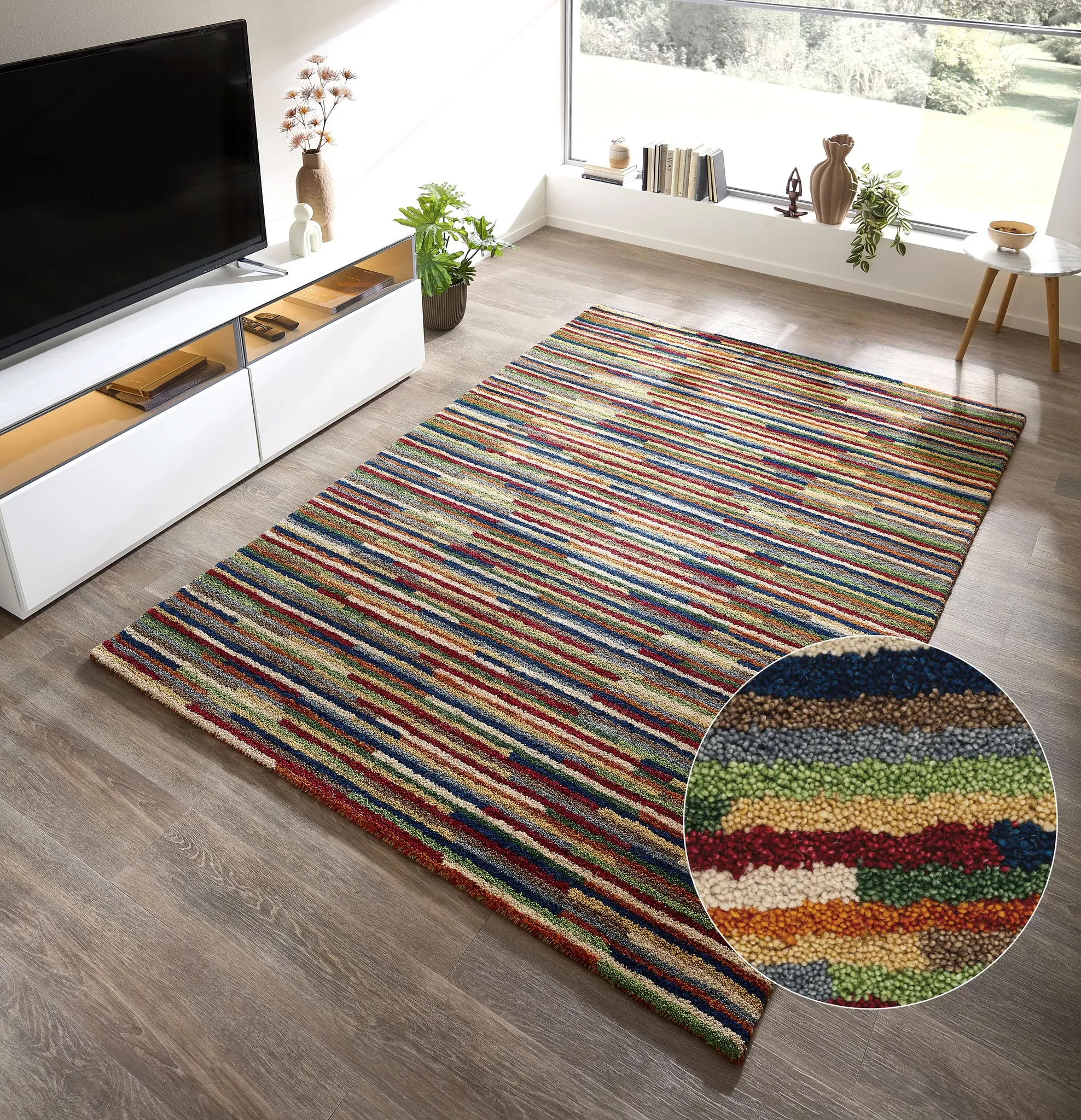 THEKO Wollteppich »Gabbeh Multi, Handgefertigt, Teppich, meliert, reine Wolle, « rechteckig 15 mm Höhe Wohnzimmer, Schlafzimmer, Esszimmer THEKO multi B : 60 cm   1 Stk.