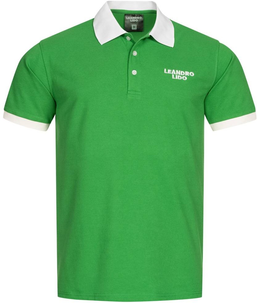 LEANDRO LIDO "Pallacanestro" Herren Polo-Shirt grün-weiß-XL