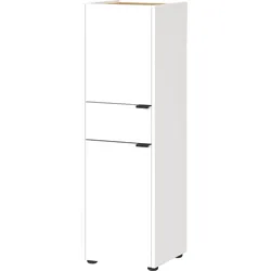 Kadima Design Schrank mit Schublade, 34x34x111, Navarra-Eiche, Leise Schließtechnik, Kollektion `Avis` für Bad. Farbe: Weiß-Beige