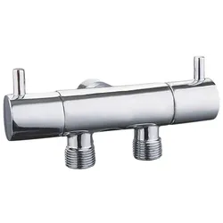 Aloni Doppel-Eckventil Messing chrom Ventil Eckventil Absperrventil 1/2" x3/8" x 3/8"