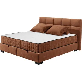 ed exciting design Boxbett ED EXCITING DESIGN "Nagol", braun (cognac), B:205cm L:214cm, 100% Polyester, Komplettbetten, mit Bettkasten, mit Wendematratze, erhältlich in verschiedenen Breiten