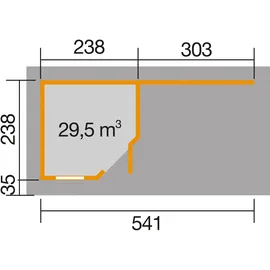 Weka Fides 3 5,40 x 2,40 m anthrazit mit Anbau