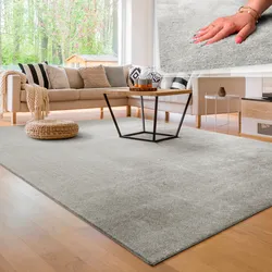 Teppich »Cadiz 630«, rechteckig, 14 mm Höhe, Uni-Farben, besonders weich, waschbar, auch als Läufer erhältlich, 76506967-0 silberfarben 14 mm