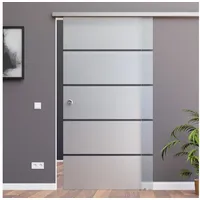 AMOD Glasschiebetür P1 (SlimLine, Komplett Set), mit Griffmuschel und SoftStop silberfarben 102.5 cm x 217.5 cm