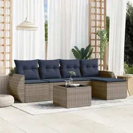 vidaXL Gartensofa-Set 6-tlg. grau Polyrattan