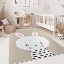 Fresh Kids Tiere Hase Taupe 120x170 cm