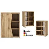 Lomadox - Unterschrank Mit Regal Kahla-03 In Wotan Eiche Nb. Und Front Mit Baumkantenoptik, B/h/t: Ca. 60/79/35 Cm