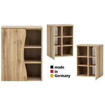 Lomadox - Unterschrank Mit Regal Kahla-03 In Wotan Eiche Nb. Und Front Mit Baumkantenoptik, B/h/t: Ca. 60/79/35 Cm