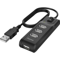 Hama USB-Hub, 4x USB-A 2.0 USB-A 2.0 [Stecker] (200118)