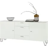 LEONARDO Sideboard »Cube«, mit Sicherheitsglas und edlem MDF Holz, Breite 189 cm weiß