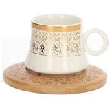 COFI 1453 6er Set Espressotassen mit Untertasse und Tablett Ständer Mokkaservice Motiv 11