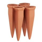 Relaxdays Tonkegel Bewässerung 4er Set, Pflanzen Wasserspender Ton, Wein und PET Flaschen Bewässerungskegel, Terracotta,