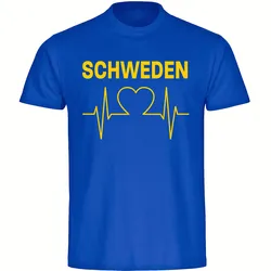 multifanshop Herren T-Shirt - Schweden - Herzschlag - Druck gelb - Männer