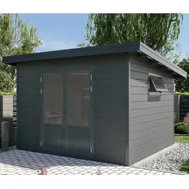 Wolff Finnhaus WPC Gartenhaus Terra 3030 Anthrazit/Hellgrau