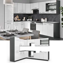 Vicco Winkelküche L-Form 287 cm Weiß Hochglanz