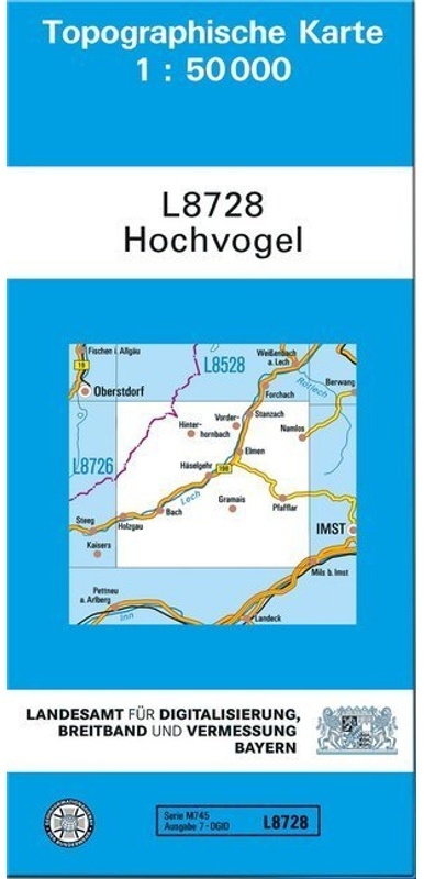 Topographische Karte Bayern / L8728 / Topographische Karte Bayern Hochvogel, Karte (im Sinne von Landkarte)