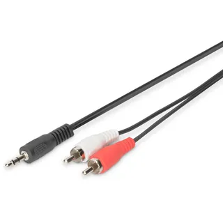 Digitus Audio Adapterkabel - 3,5mm Klinke auf 2xCinch - Aux-Kabel - Stereo-Kabel - RCA-Adapter - 5m - schwarz - für Stereoanlagen, Heimkino, Soundbar, Computer