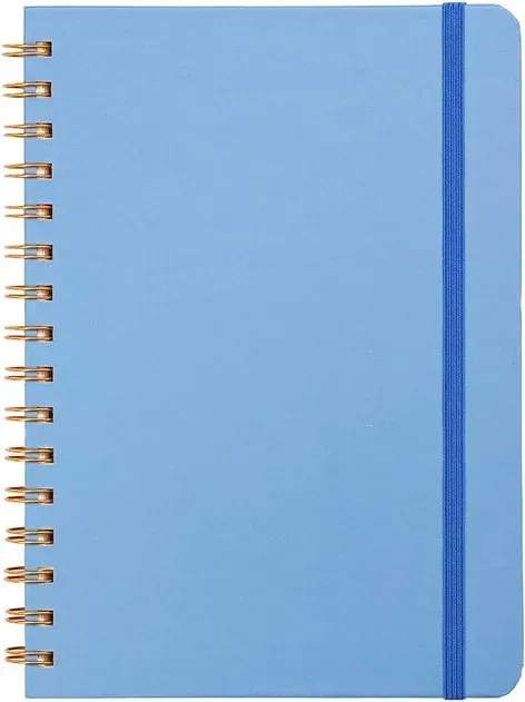 Jubiluu Divers A5 Hardcover-Spiralblock mit Linien – 96 Blatt (100 g Offest-Papier), mit Gummiband – klassischer cremefarbener gelinierter Journal für Schreibarbeit, Schule, Büro und Geschenke – klassischer Blau