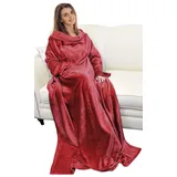 Catalonia Classy Decke mit Ärmeln als Geschenk für Frauen Herren, Flauschig Fleece Tragbare Kuscheldecke mit Ärmel, Cozy Warm Decke zum Anziehen Ärmeldecke Erwachsene, 185x130cm Wein - Fleece